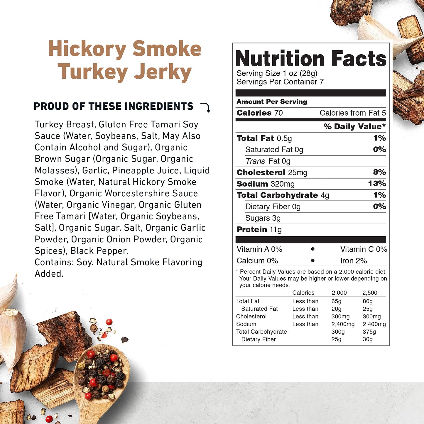 Country Archer Turkey Jerky, Hickory Smoke,    Free, Gluten Free, 7 Ounce