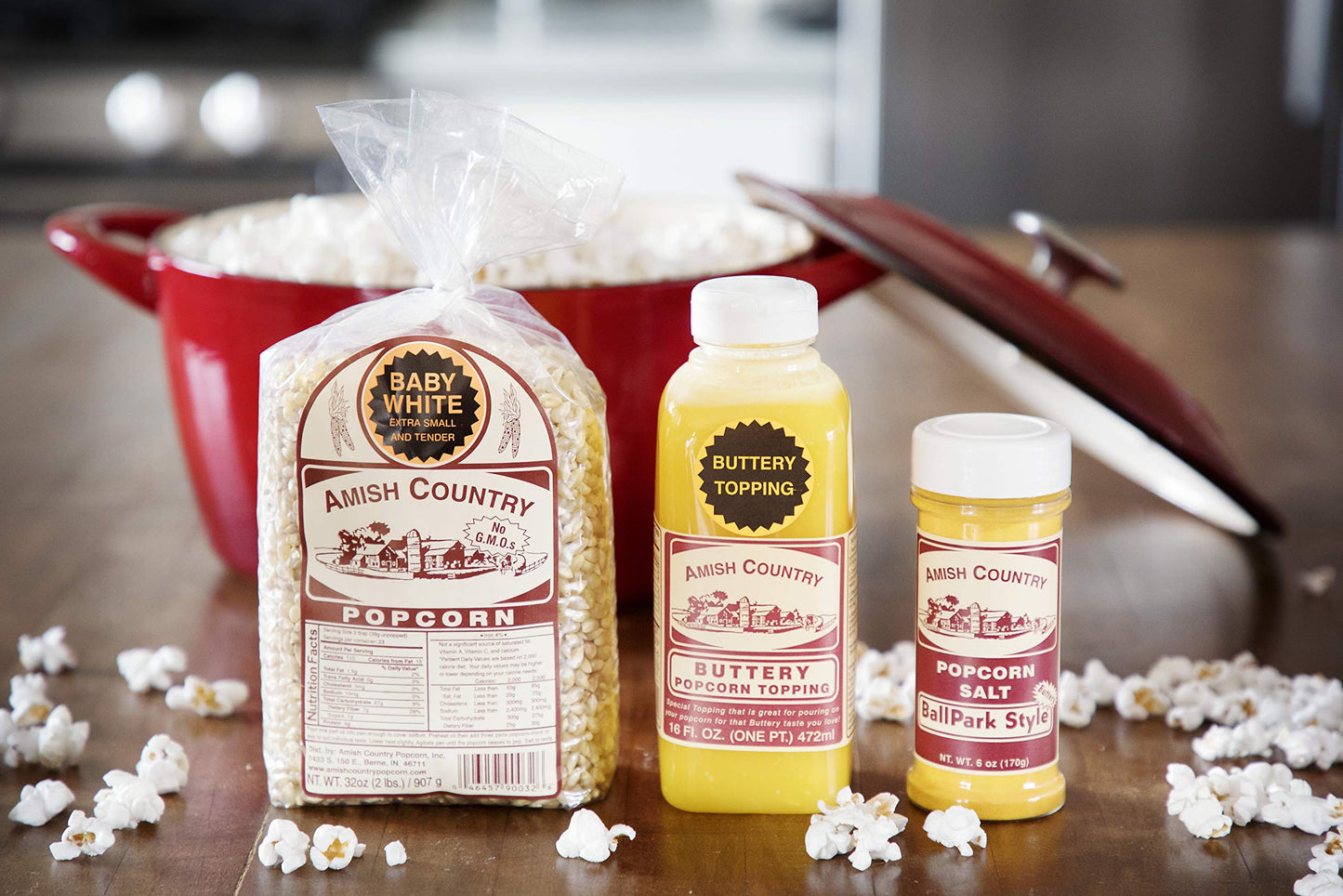 Amish Country Popcorn Baby White Popcorn Kernels with Buttery Topping 2 lb Bag Non-GMO Gluten Free