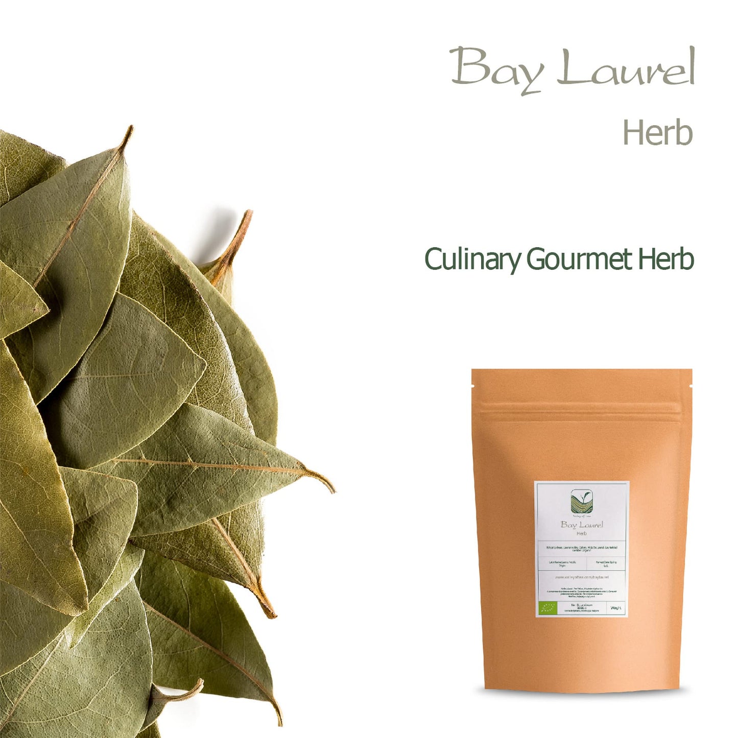 Valley of Tea Bay Leaf Organic Herb - Whole Culinary Quality - 100g