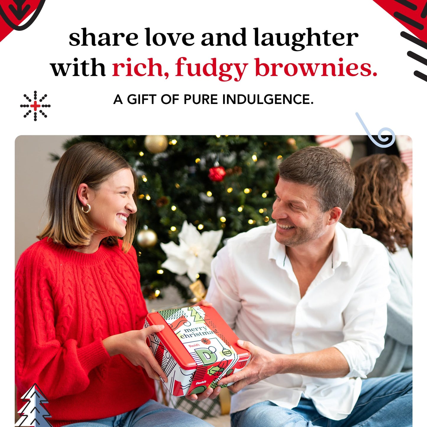Davids Cookies Assorted Brownies in Merry Christmas Tin | Delicious Fresh Baked Gourmet Chocolate Fudge Slices Comes in Mery Ch