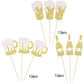 ZHUOWEISM 36 PCS Cupcake Toppers Gold Glitter Bamboo Picks for Baby Shower Wedding Birthday Party Celebrations - Small, Design5