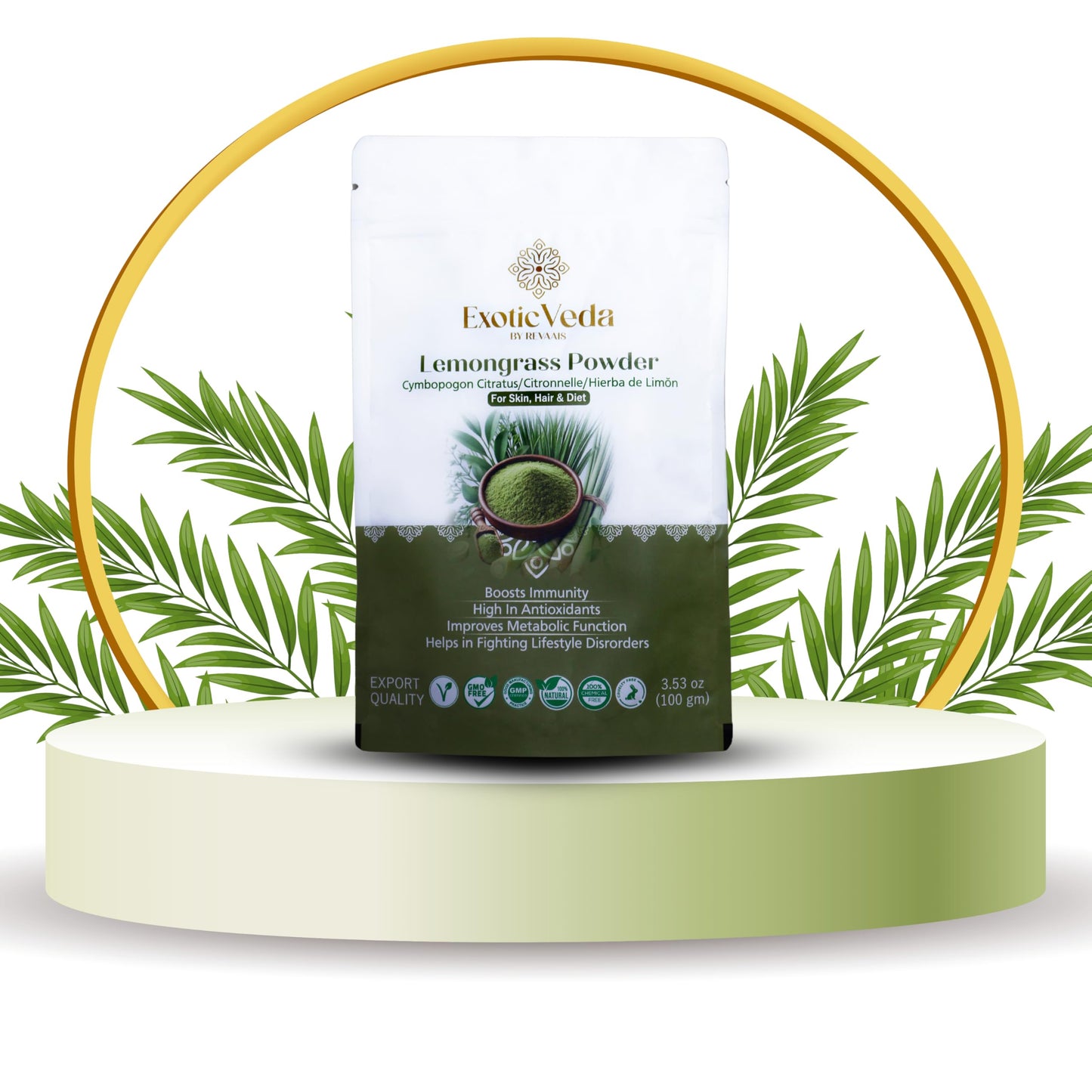 Exotic Veda Organic Lemongrass Powder | Dried Lemon Powder | Vitamin C Rich | Perfect For Cooking | Dandelion Tea Enhancer | Lem