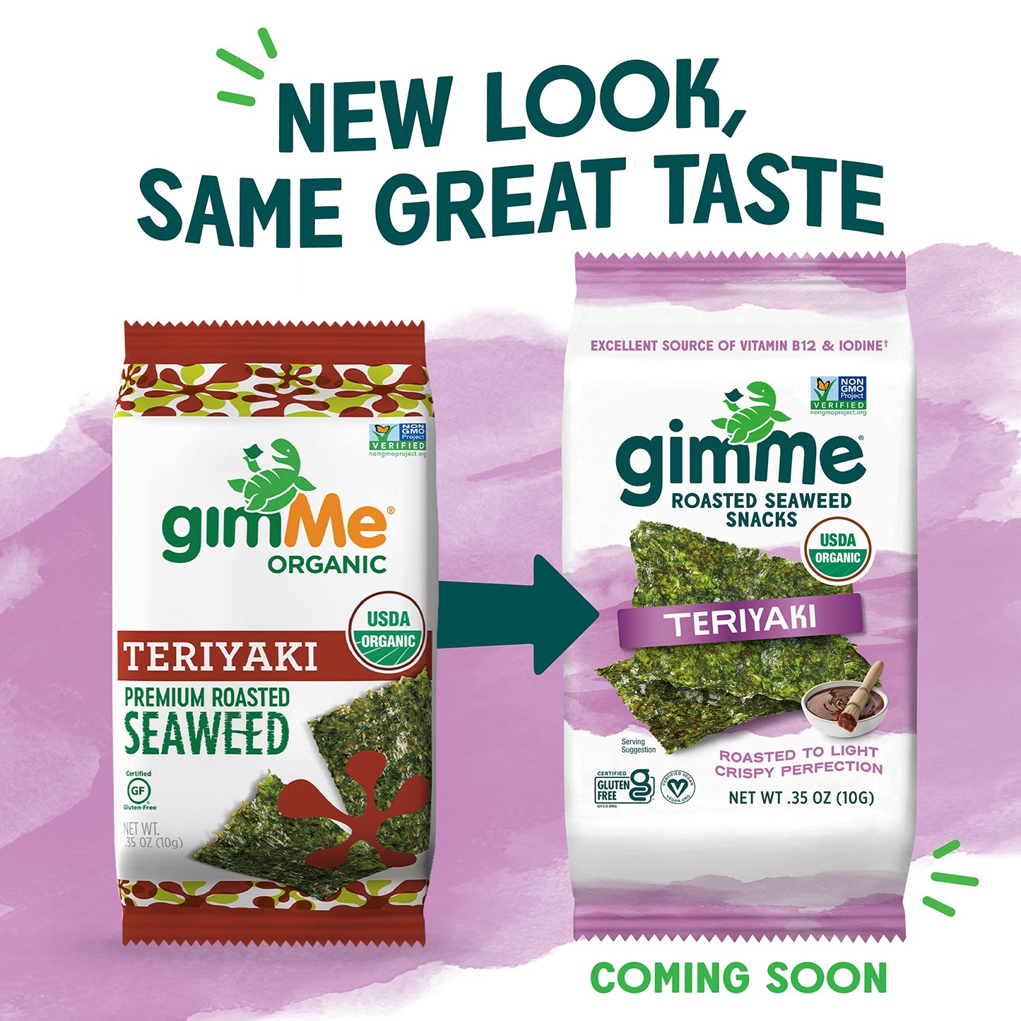 Gimme Organic Roasted Seaweed Sheets - Teriyaki - 12 Count Sharing Packs - Keto, Vegan, Gluten Free -Great Source Of Iodine And