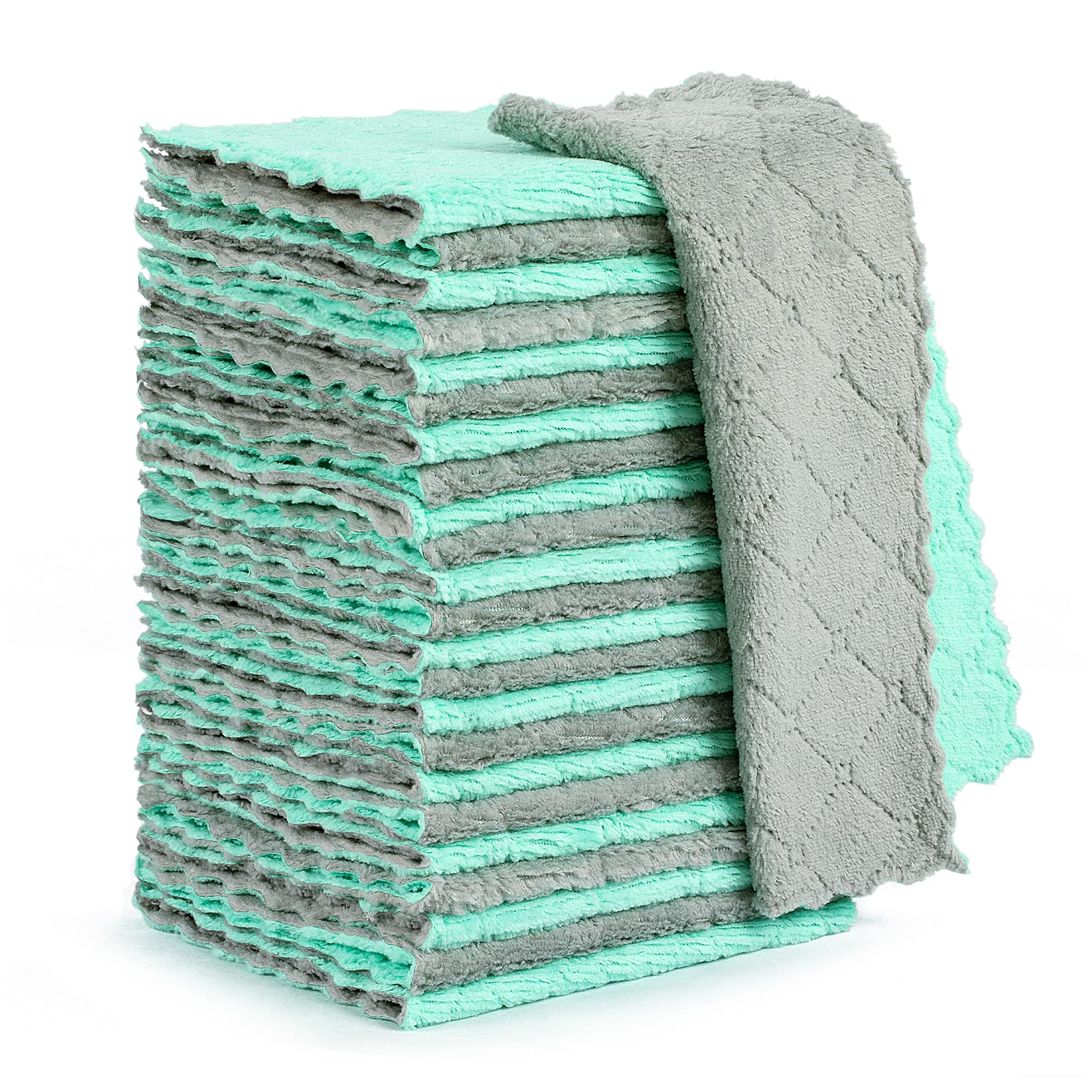 Buedm 24 Pack Kitchen Cloth Dish Towels, No Shedding Soft Premium Dishcloths, Absorbent Microfiber Cleaning Cloth For Cleaning D