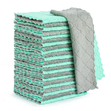 Buedm 24 Pack Kitchen Cloth Dish Towels, No Shedding Soft Premium Dishcloths, Absorbent Microfiber Cleaning Cloth For Cleaning D