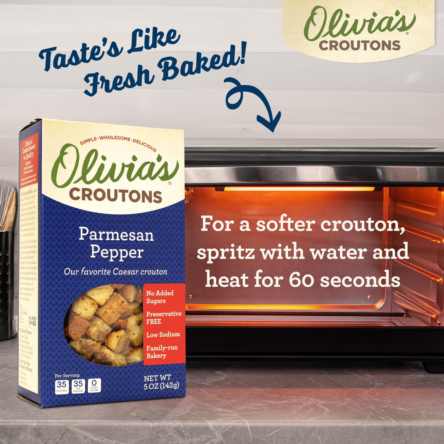 Croutons For Caesar Salad - Olivias Croutons Parmesan Pepper Croutons - Gourmet Salad Toppers And Soup Croutons From A Family-Ru