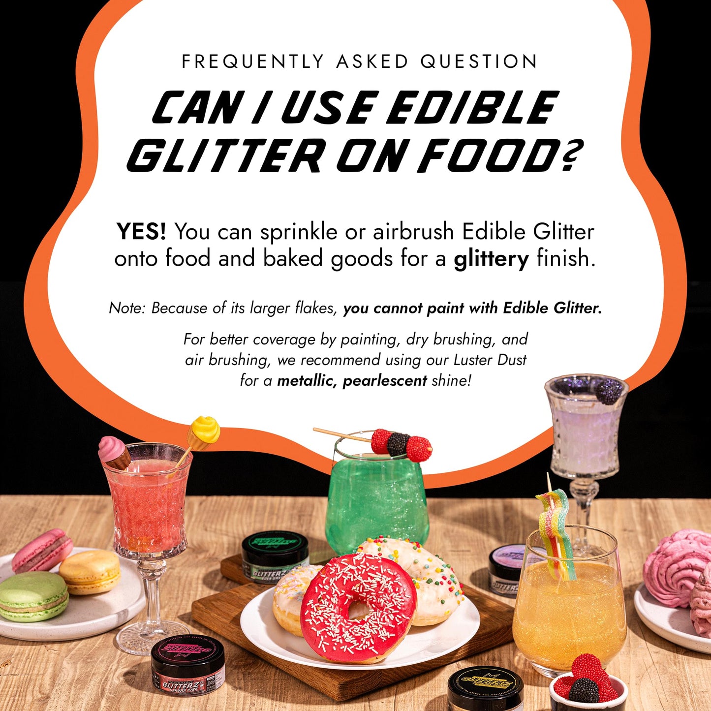 MONÉGASQUE Edible Glitter for Drinks & Cakes, 10g, Orange Beach