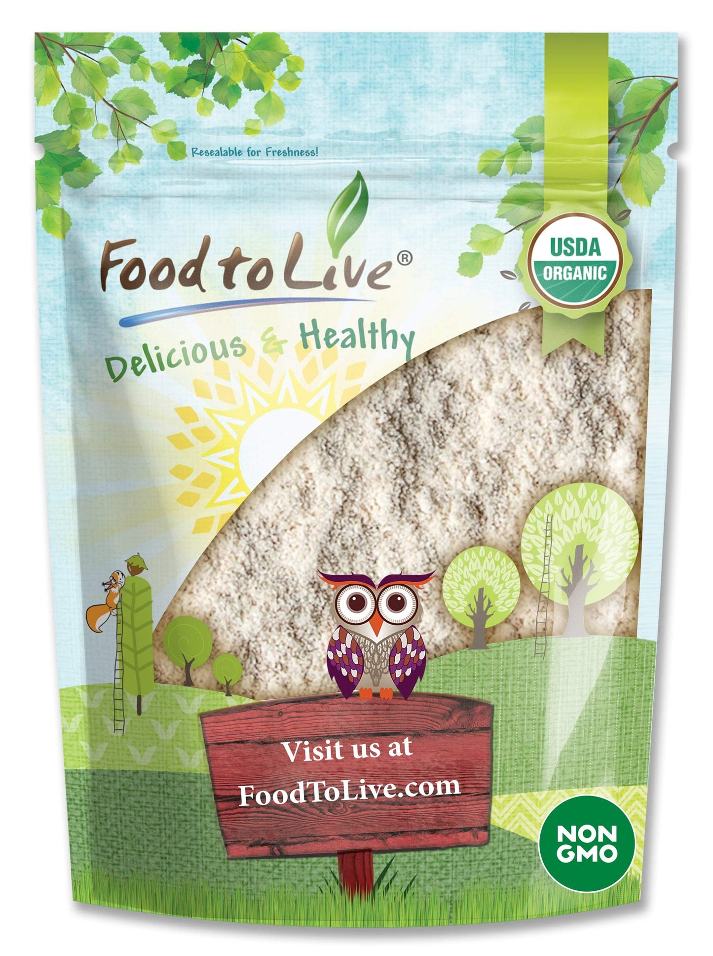 Food to Live Organic Amaranth Flour, 8 Ounces - Non-GMO, Fine Meal, Whole Grain Flour, Stone-Ground, Kosher, Vegan, Bulk Powder,