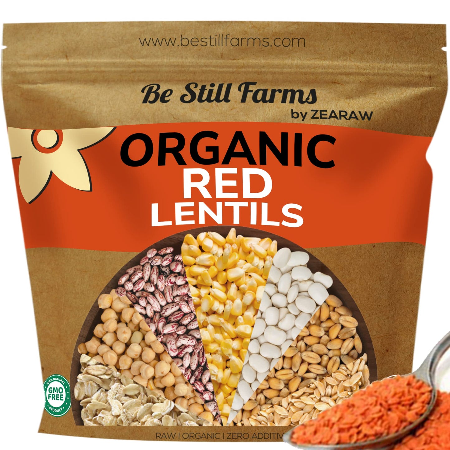 Organic Red Lentils Dry by Be Still Farms - Lentils Bulk (4.8lb) aka Masoor Dal - Ideal for Soup, Pasta, Pilof - High in Protein