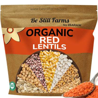 Organic Red Lentils Dry by Be Still Farms - Lentils Bulk (4.8lb) aka Masoor Dal - Ideal for Soup, Pasta, Pilof - High in Protein