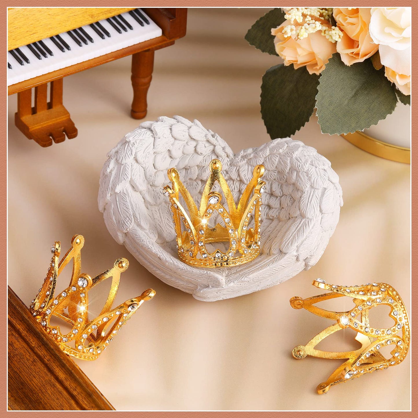 Yulejo Crown Cake Topper Set, 12 Pieces, Gold Crystal Mini Baby Crown Headpieces for Bridal, Baby Shower, Birthday Party Decor