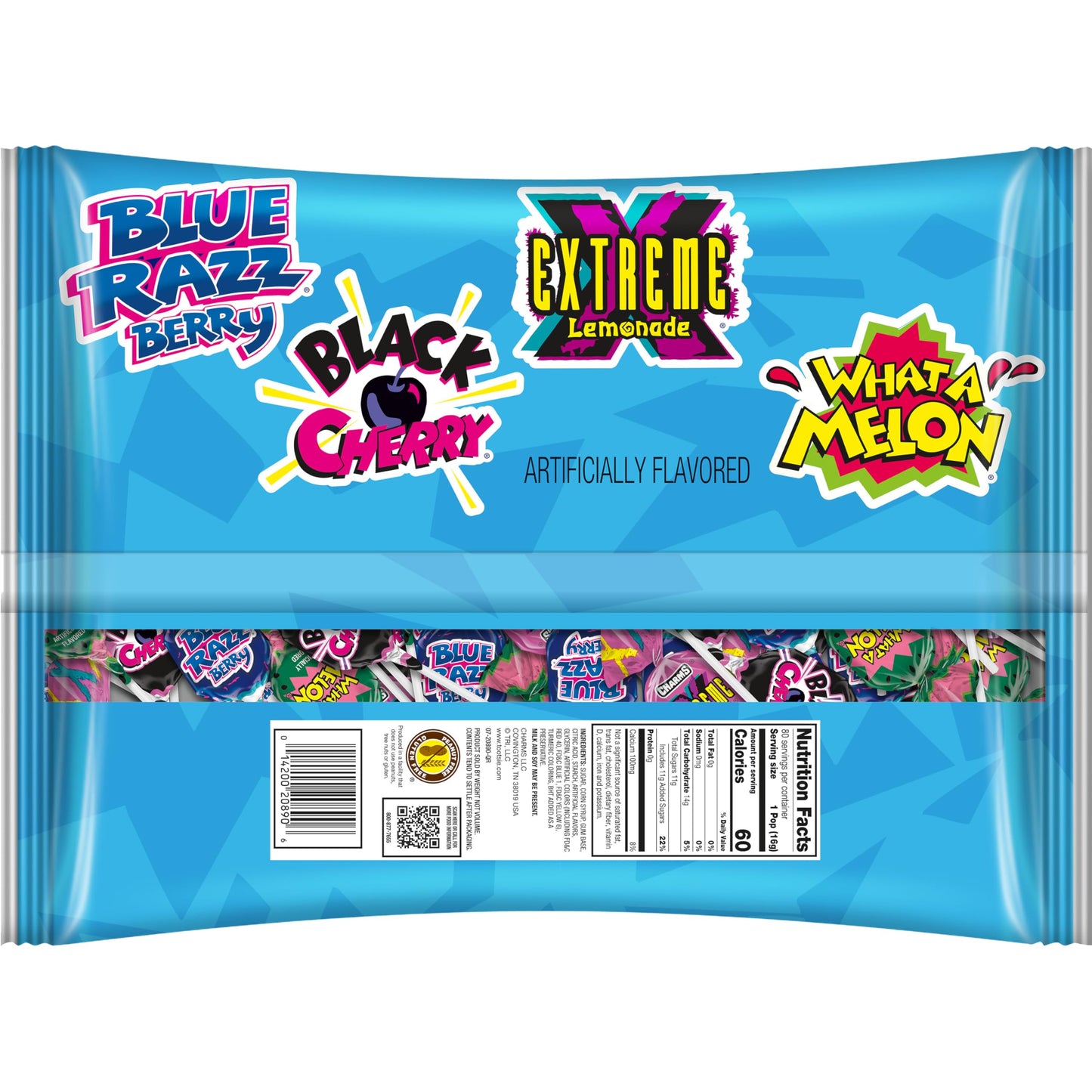 Charms Lollipops Assorted Limited Edition 80 Count - Blue Raspberry, Black Cherry, What A Melon, Extreme Lemonade - Bulk Treat for Kids and mature-themeds