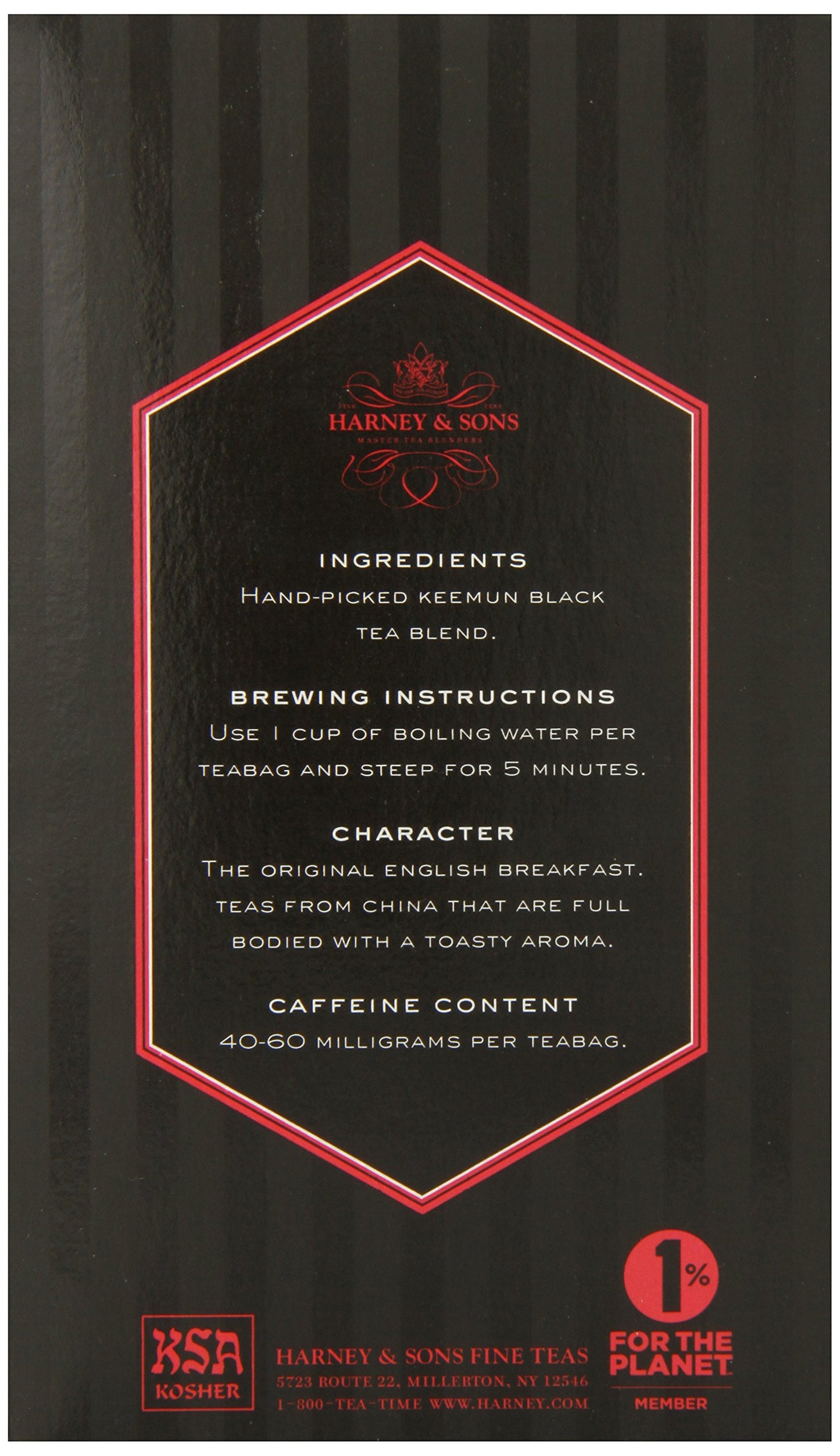 Harney & Sons Black Tea Bags, English Breakfast, 20 Count, Pack of 1