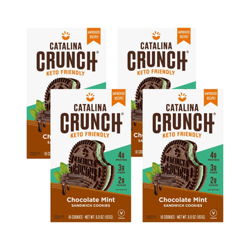 Catalina Crunch Keto Cookies Chocolate Mint Flavor - Low Carb, Low-Sugar Snacks - Pack of 4