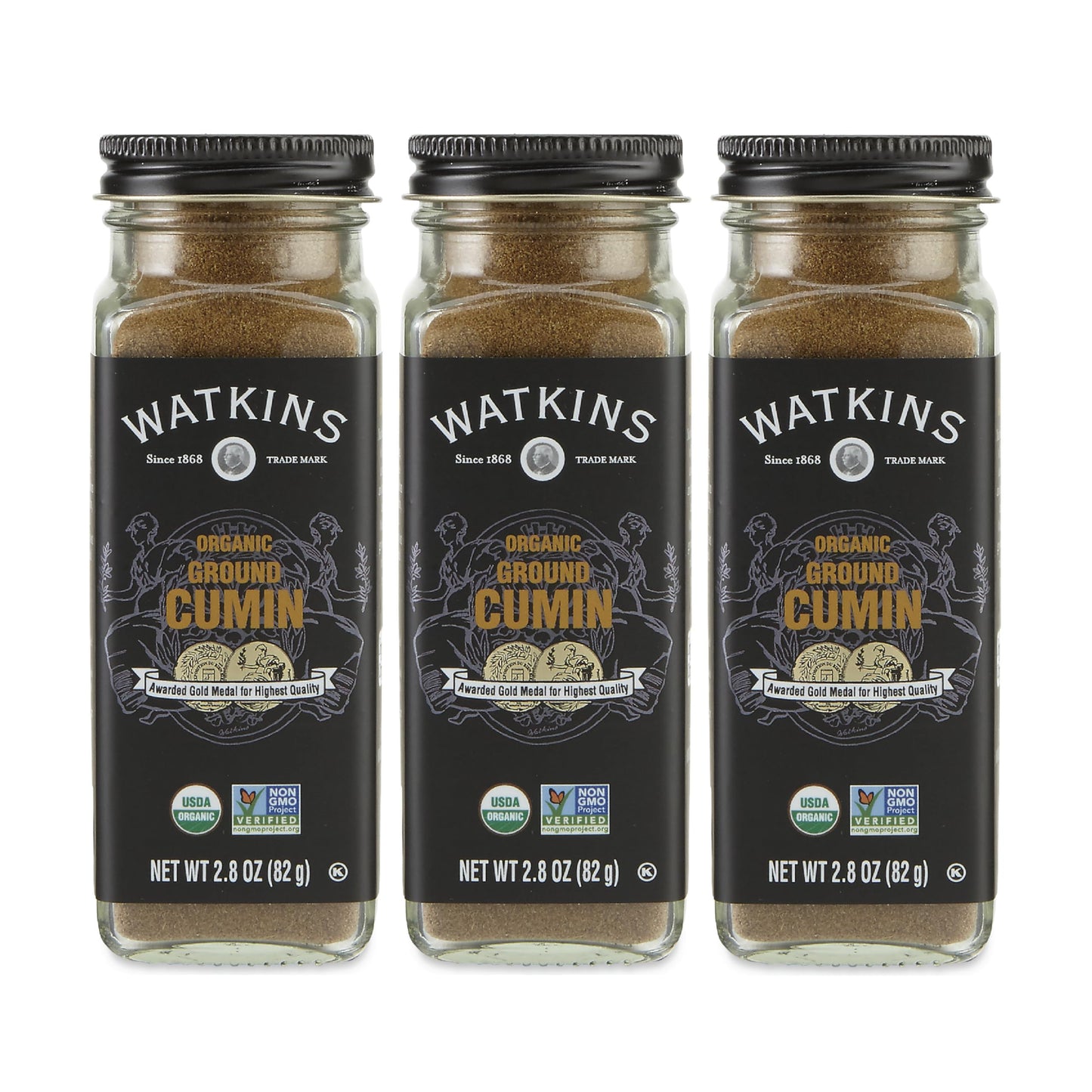 Watkins Gourmet Organic Ground Cumin Spice Jar, 2.8 Ounce, Pack of 3, 3 Count