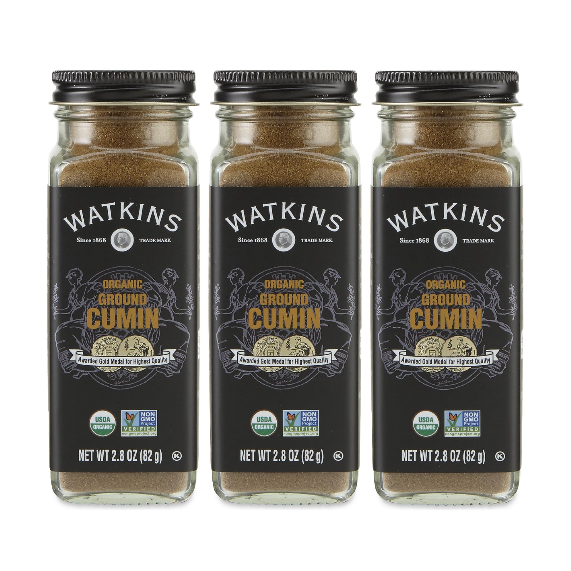 Watkins Gourmet Organic Ground Cumin Spice Jar, 2.8 Ounce, Pack of 3, 3 Count