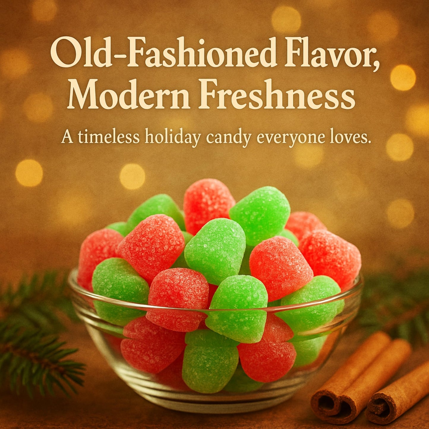 Holiday Spice Drops Gummy Candy, Christmas Gumdrops With Traditional Spices, Soft & Chewy Christmas Candy, Gift Bag,16 Oz
