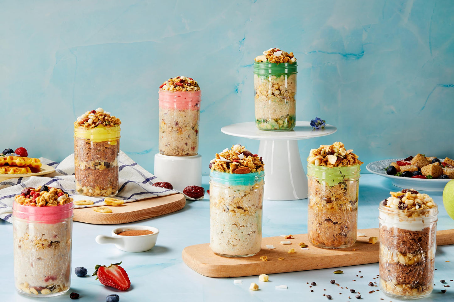 SUNGIVEN High Protein Overnight Oats with Container - 7 Flavors Low Sugar High Fiber Instant Oatmeal Health Breakfast Snacks for