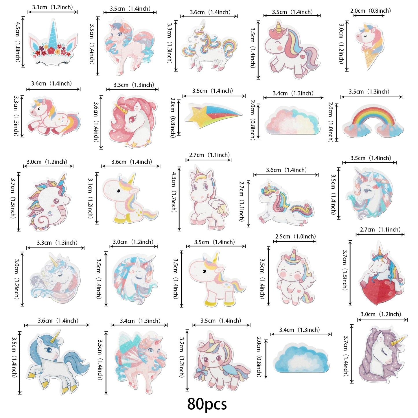 Rssta i Edible Horse Cupcake Toppers 80 Pack Rainbow Cake Decorations Design 5 Paper for Baby Shower Birthday Party