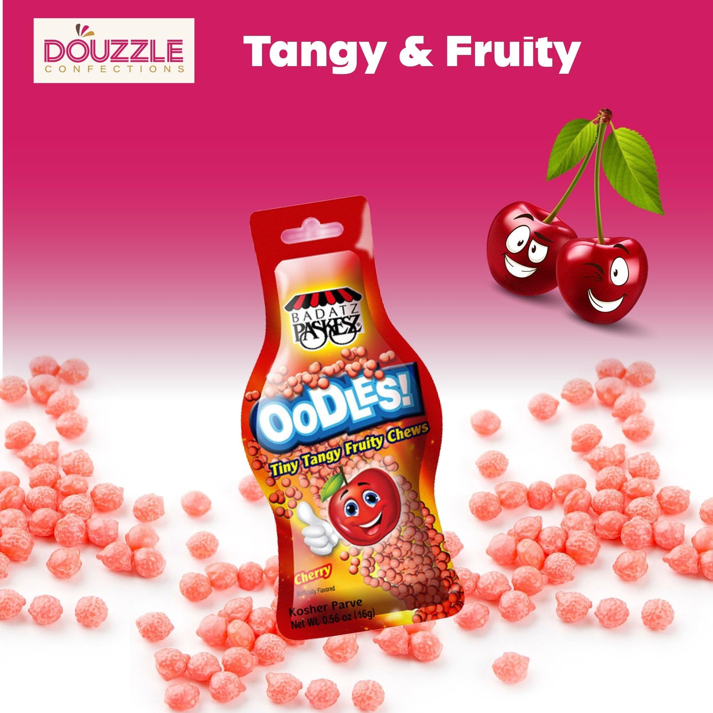 DOUzzle Back To School Oodles Cherry Tiny Tangy Fruity Chews Mix (12 Count, 1 Pack) Individually Wrapped, Party Favor, Goodie Ba