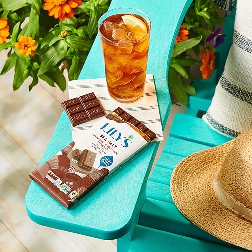 Lilys Sea Salt Extra Dark Chocolate Style No Sugar Added, Sweets Bars, 2.8 Oz (12 Count)