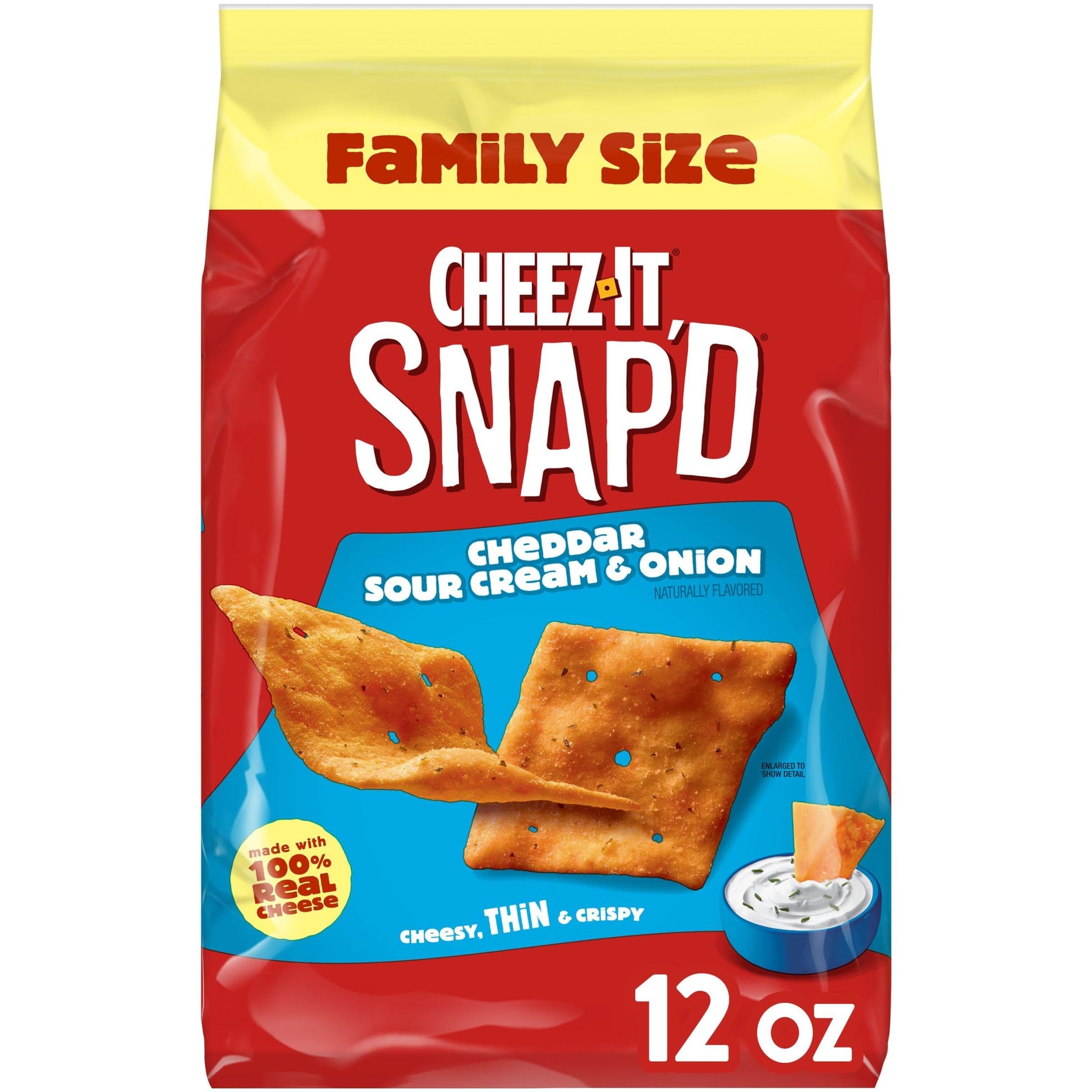 Cheez-It Snapd Cheese Cracker Chips, Cheddar Sour Cream Onion, 12oz Bag