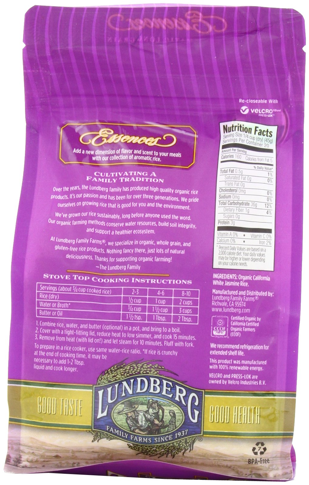 Organic California White Jasmine Rice 2 lb Bag(S)