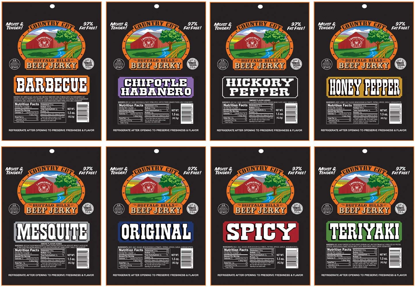 Buffalo Bills 12-Piece Beef Jerky Sampler Black 6-Pack Gift Cooler (12 Assorted 1.5Oz Jerky Packs)