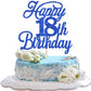 Rsstarxi Happy 18th Birthday Cake Topper, Glitter, 5.3x9.1 inches, Deep Blue, Model XM224-Deep Blue