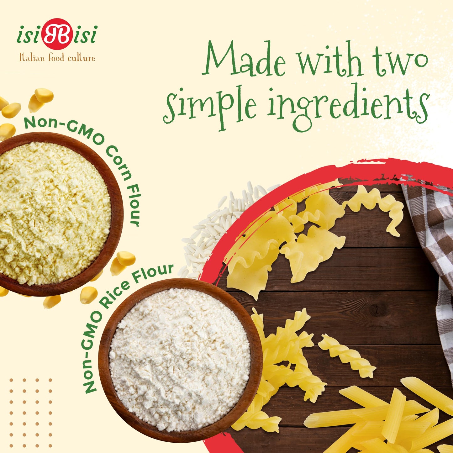 Isibisi Pasta Sampler - Penne, Baby Mafalda Pasta, Spirali Noodles - Italian Pasta In Bulk Made With Corn, Rice Flour - Non Gmo
