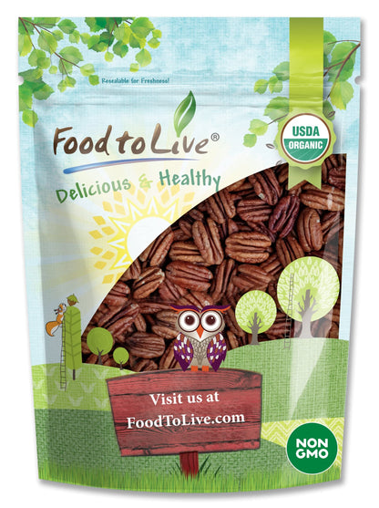 Food to Live Organic Dry Roasted Pecan Halves with Himalayan Salt, 3 Pounds Non-GMO, Oven Roasted Lightly Salted Nuts, No Oil Ad
