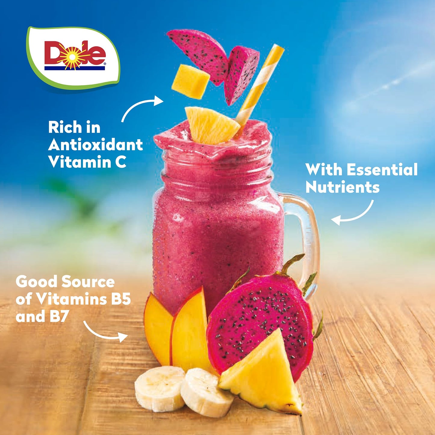 Dole Dream with Dragon Fruit Smoothie Kit - Frozen Crafted Smoothie Blend for Metabolism Support - Includes 4 Pre-Measured Bags