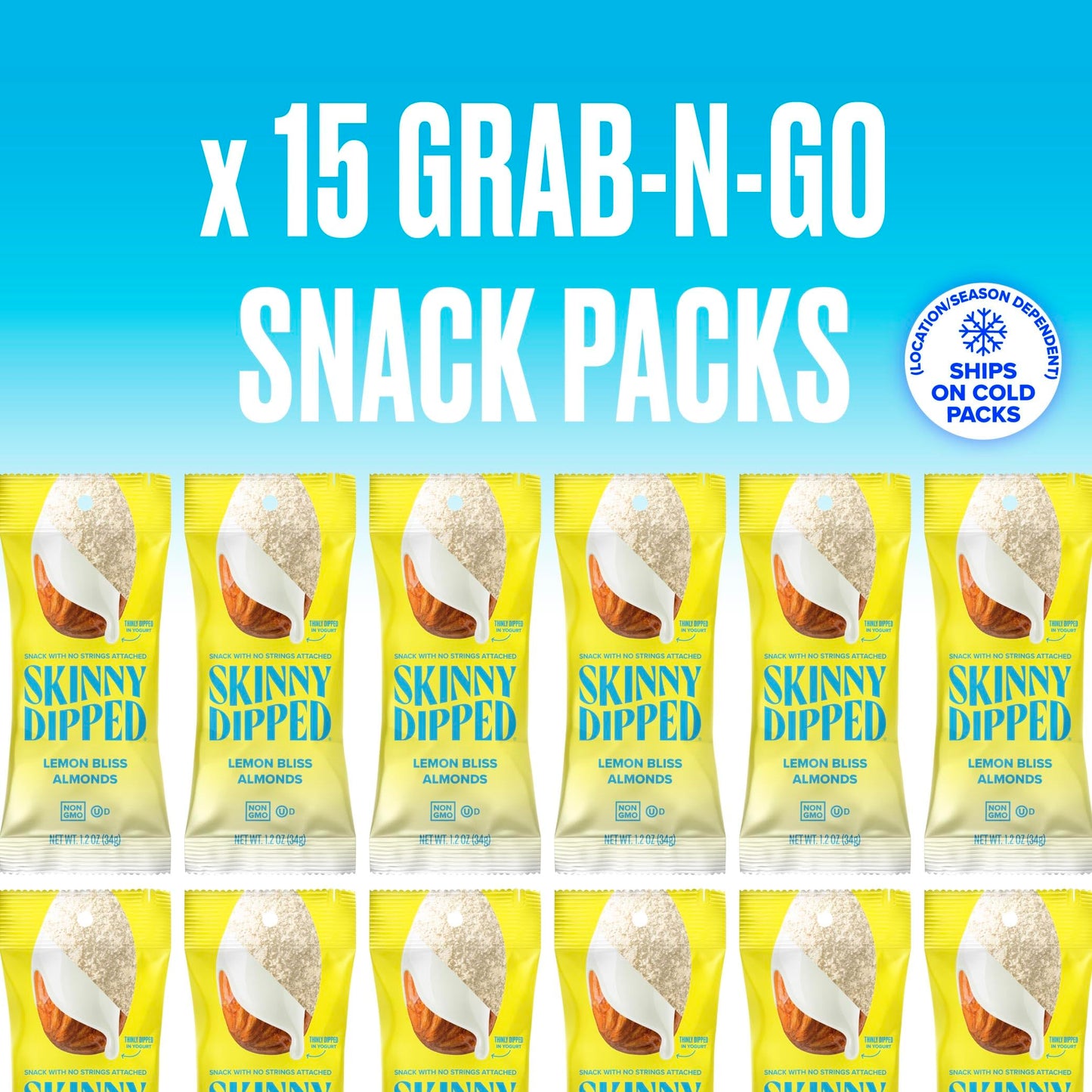 SkinnyDipped Lemon Bliss Yogurt Covered Almonds, Healthy Snack, Plant Protein, Gluten Free, 1.2 Ounce (Pack of 15)