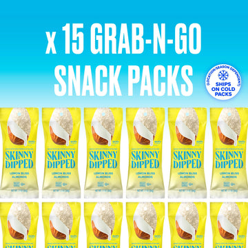 SkinnyDipped Lemon Bliss Yogurt Covered Almonds, Healthy Snack, Plant Protein, Gluten Free, 1.2 Ounce (Pack of 15)