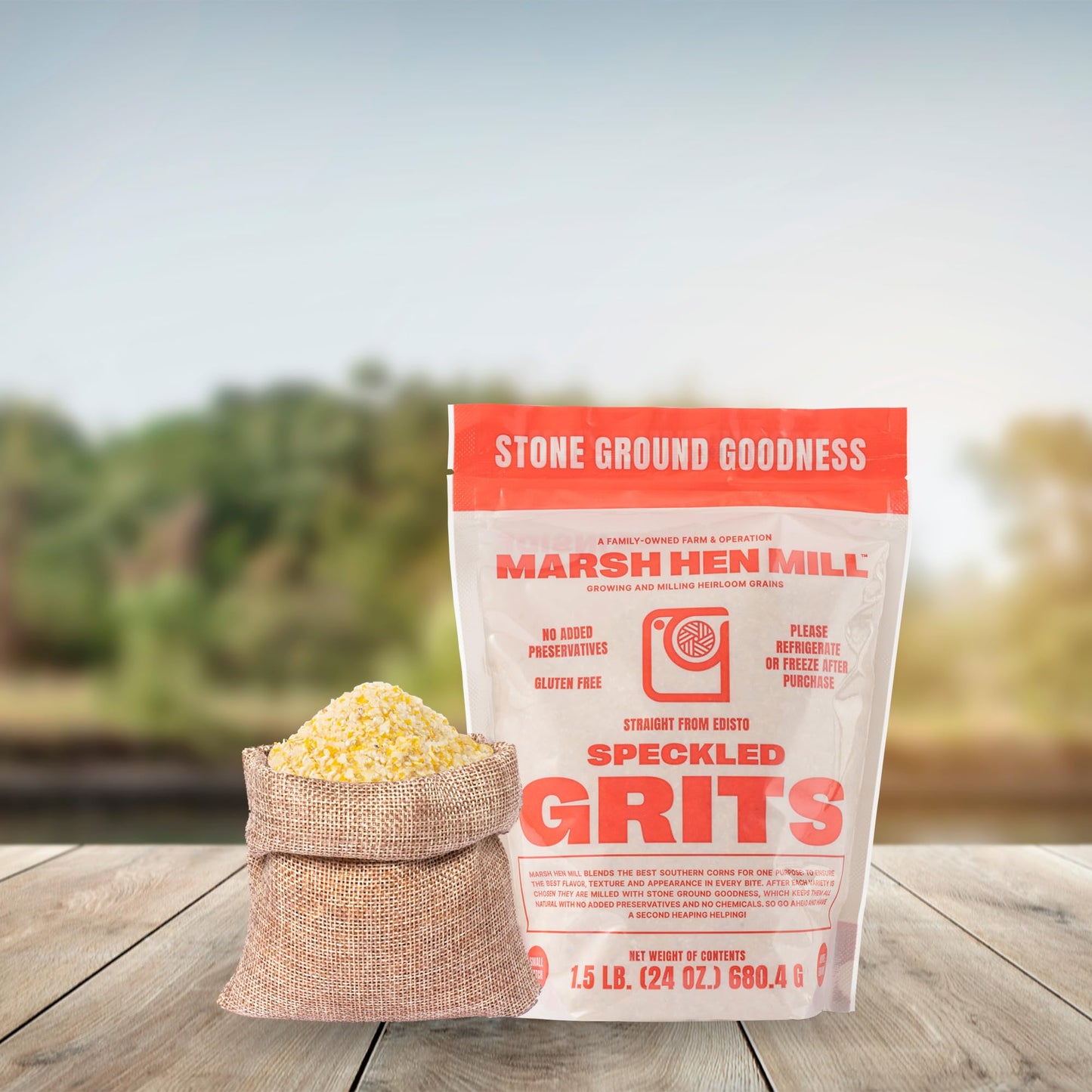 Marsh Hen Mill Speckled Pure Grits, Stone Ground Heirloom Blend, Gluten-Free, 24 oz (Pack of 1)