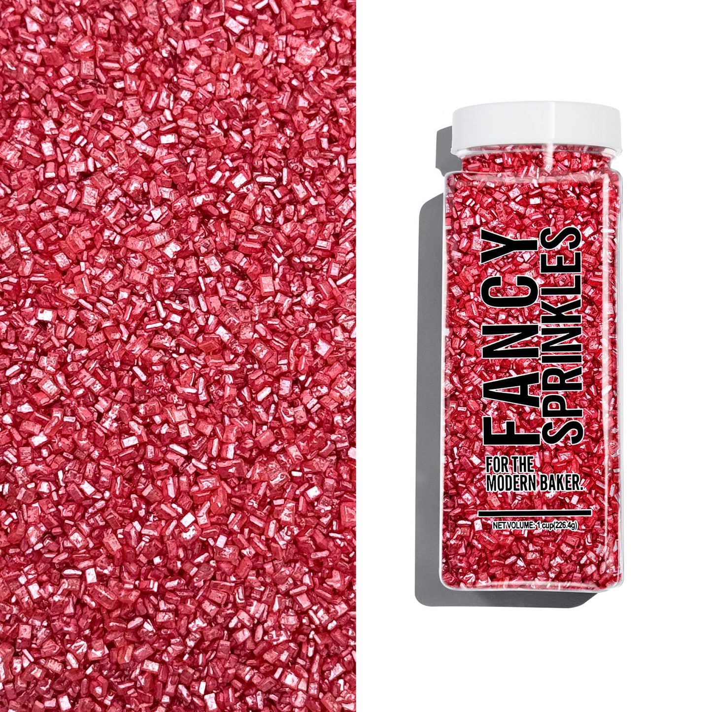 Fancy Sprinkles Ruby Red Fancy Sugar Pearlescent, Sparkly Sugar Crystals (8 OZ)