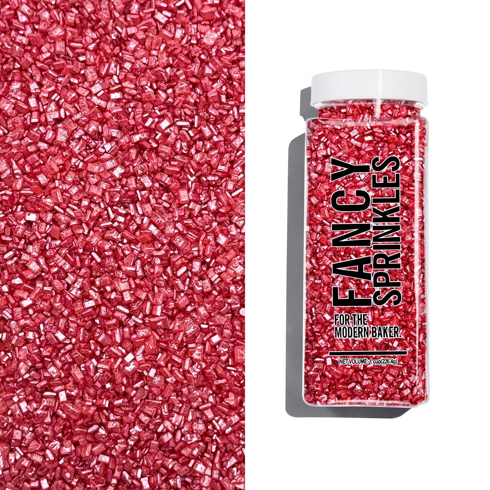 Fancy Sprinkles Ruby Red Fancy Sugar Pearlescent, Sparkly Sugar Crystals (8 OZ)