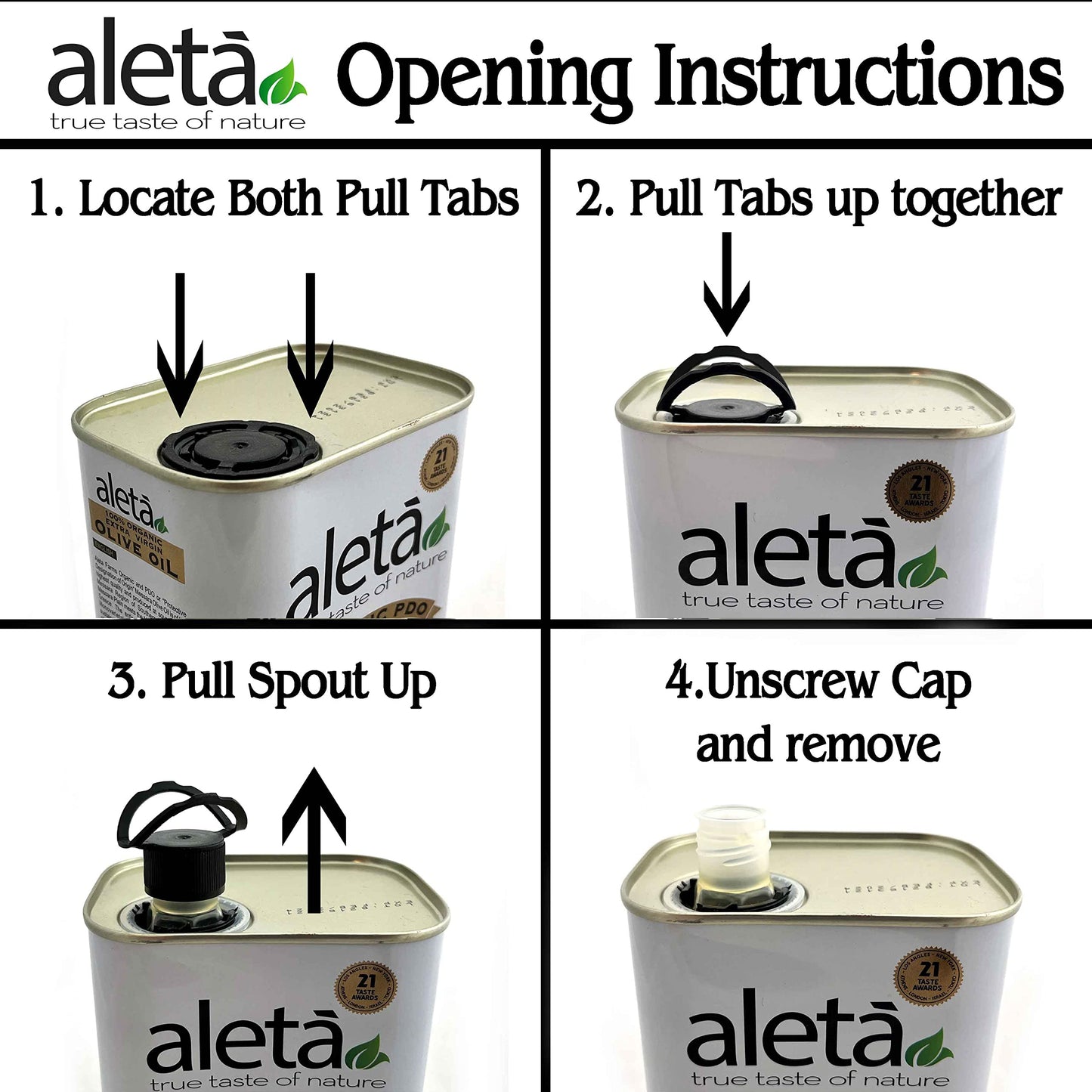 Aleta Olive Oil Extra Virgin, USDA Organic, Cold Pressed, 33.8 Fl Oz, Pack of 2