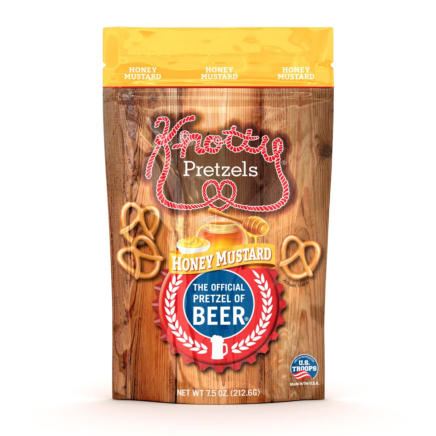 Knotty Pretzels Honey Mustard Pretzels, 7.5 OZ, Pack of 1, Snack Food