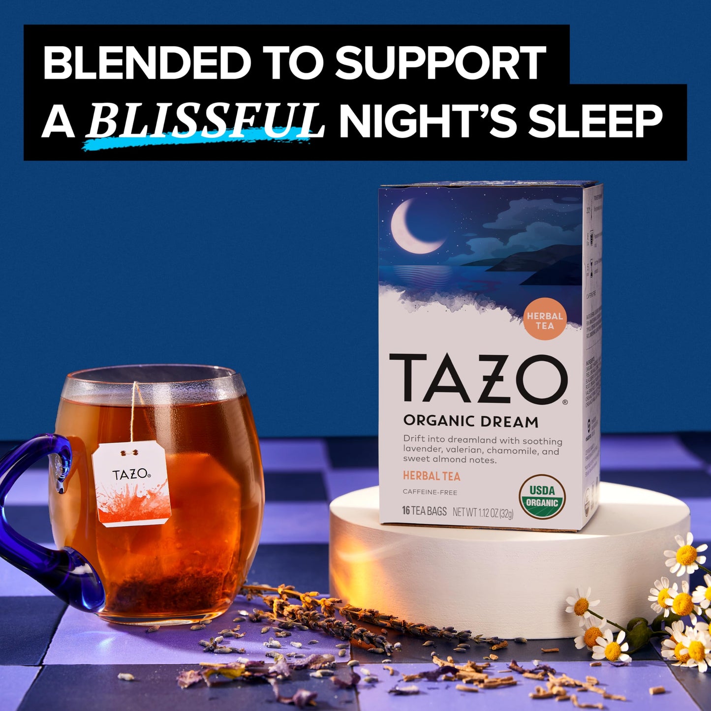 TAZO Organic Herbal Tea Bags, Caffeine-Free Chamomile & Lavender, Dream (16ct)