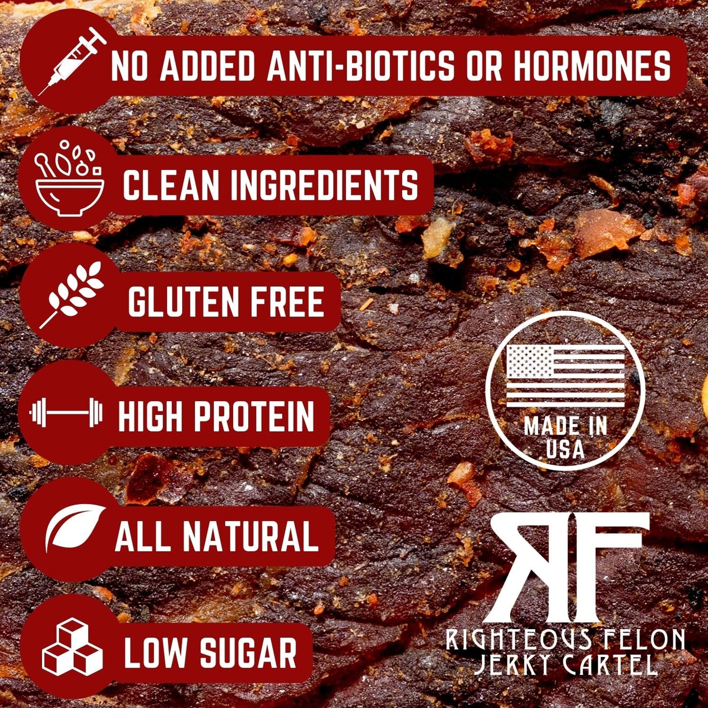 Righteous Felon Beef Jerky Variety Pack | Gluten Free, High Protein | 6 Pack, 1.67 Ounce