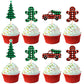 Ercadio 24 Pack Christmas Trees Cupcake Toppers, Paper, Merry Christmas Theme, Holiday Decorations, D-car Tree