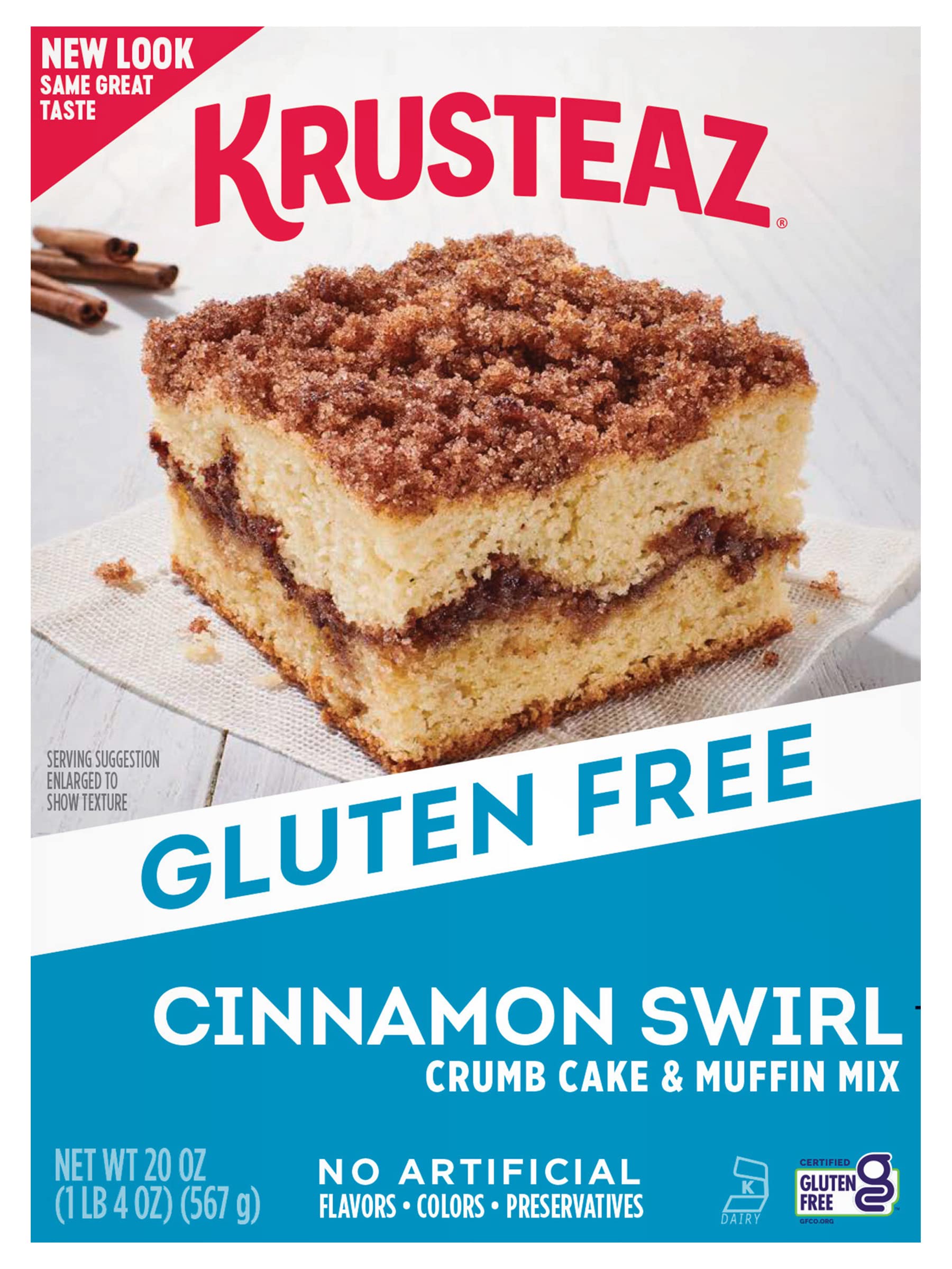 Krusteaz Gluten Free Cinnamon Swirl Crumb Cake & Muffin Mix, 20 Ounce (Pack of 3), No Artificial Flavors or Preservatives