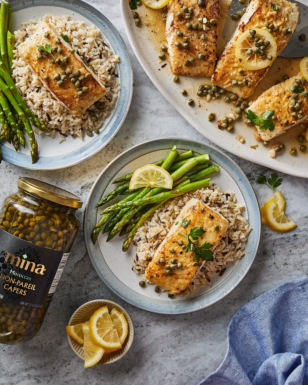 Mina Capers Non Pareil 7 oz, Perfect Mediterranean Seasoning or Garnish, Moroccan Capers Jar, Made with only Capers, Water, Vine