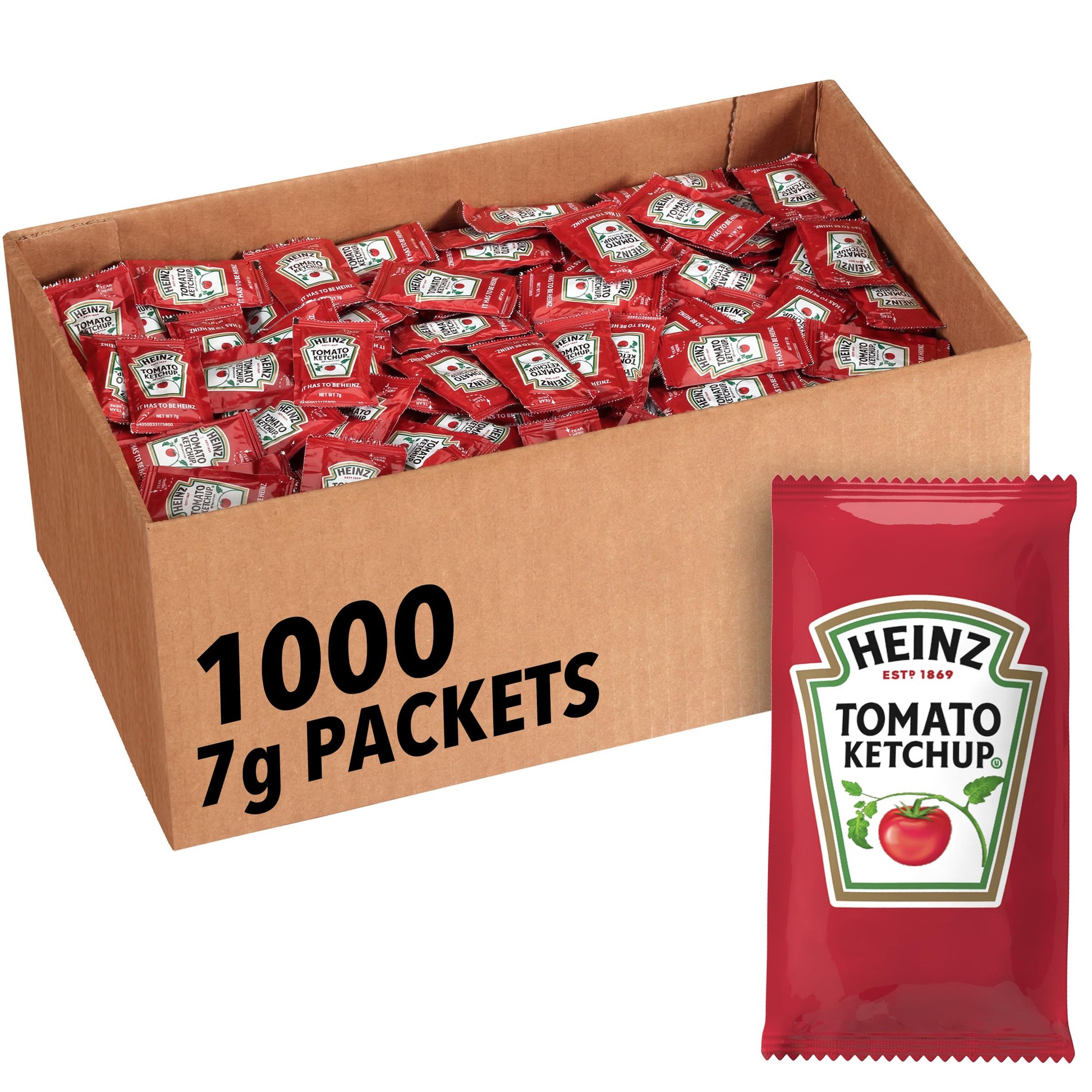 Heinz Ketchup Single Serve Packet (0.25 oz Packets, Pack of 1000)