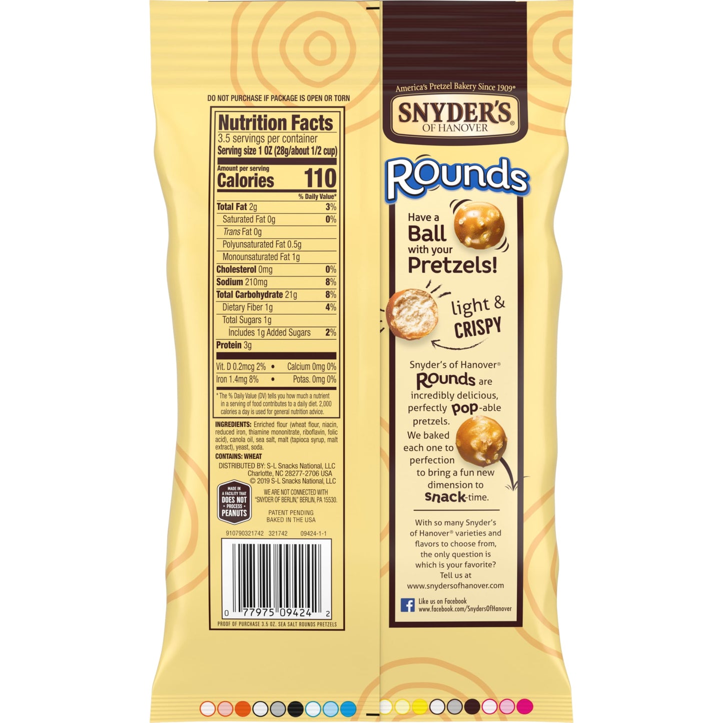 Snyders Of Hanover Pretzels, Rounds, Sea Salt, 35 Oz (Pack Of 8)