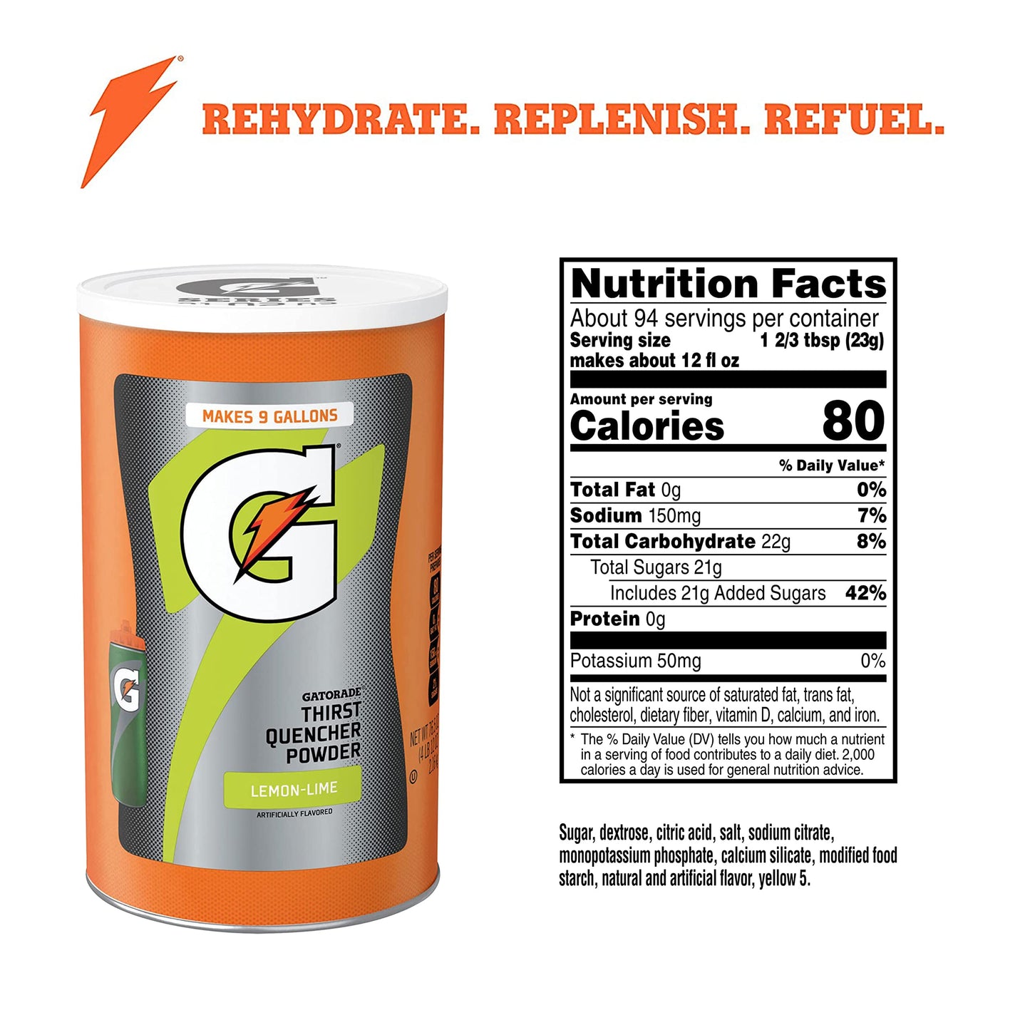 Gatorade Thirst Quencher Powder, Lemon Lime, 76.5 Ounce,Pack of 2