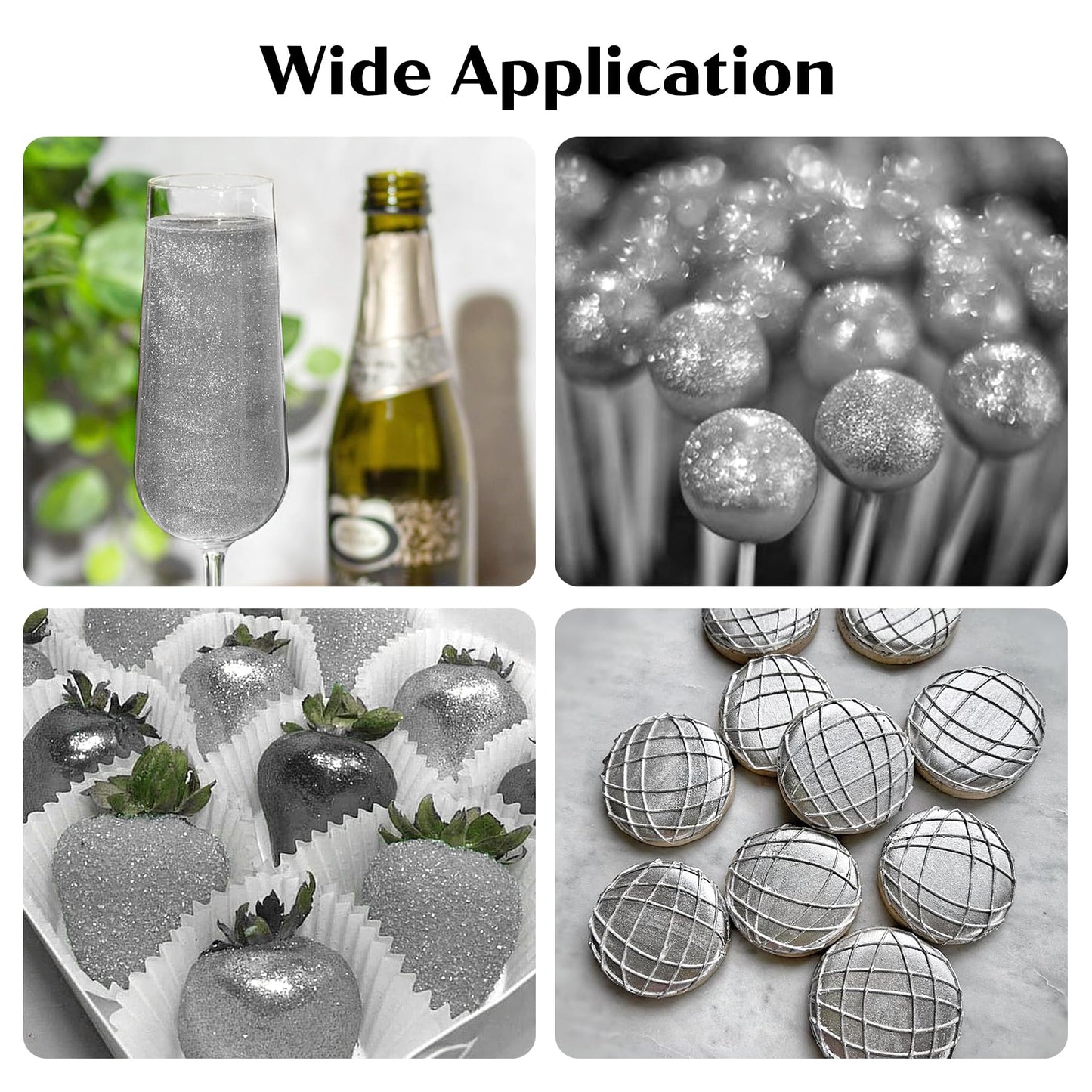 Silver Edible Glitter For Cocktails - 6G Silver Luster Dust Edible Drink Glitter Food Grade Metallic Shimmer Powder Sprinkles Fo