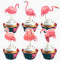 ZHUOWEISM 36 PCS Luau Flamingo Cupcake Toppers Double-Sided Tropical Picks for Summer Hawaiian Theme Events, Pattern 6
