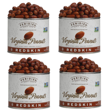 FERIDIES Extra Large Salted Red Skin Peanuts, All Natural, Kosher, 9 Ounce (Pack of 4)